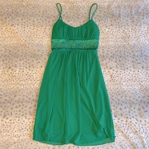 Y2K Banded Green Chiffon Dress